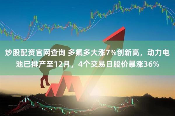 炒股配资官网查询 多氟多大涨7%创新高，动力电池已排产至12月，4个交易日股价暴涨36%